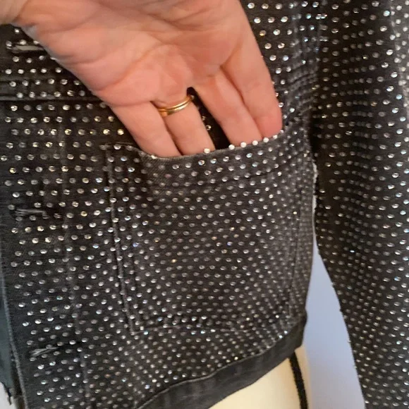 Windsor NWT size small acid black denim bling jacket - Picture 3 of 13